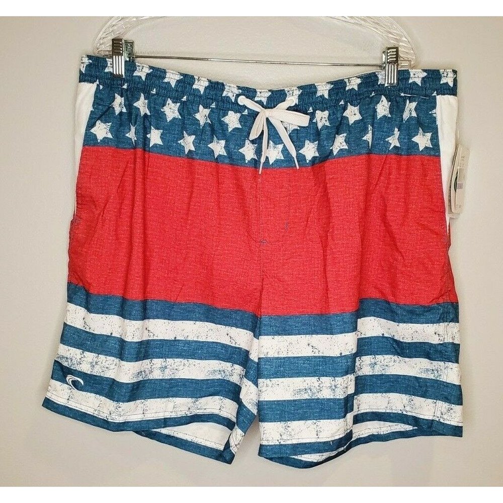 Teal Cove Size XXL Swim Trunks American Flag